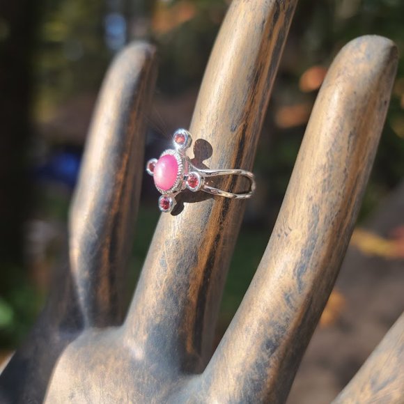 Star ruby & garnet sterling ring sz6.5 - Picture 10 of 10